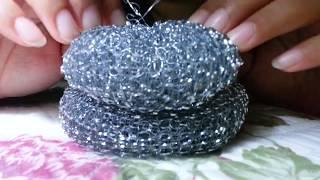 [ASMR] Playing with Steel Wool & Metallic Mesh Sponges