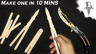 Super Easy way to make butterfly knife popsicle sticks - DIY 2019