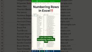 Numbering Rows in Excel ‼️ #shorts #computer #excel #exceltips