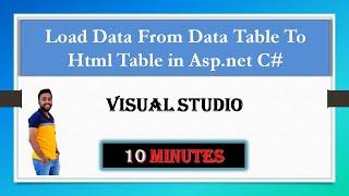 Load Data From Data Table To Html Table in Asp.net C#