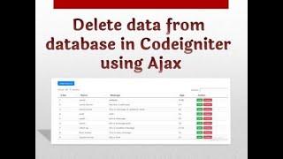 Delete data from database using Ajax Codeigniter