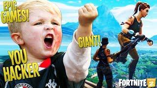 GIANT *GLITCH* TROLLING ANGRY LITTLE KID on FORTNITE (Funny Fortnite Trolling)