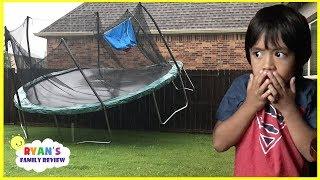 Scary Storm blew away our trampoline and Lights Went Out with Ryan's Family Review