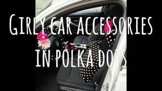 Girly car accessories in polka dots mov