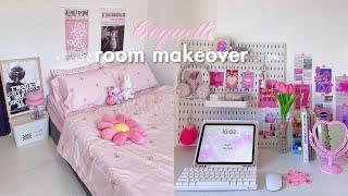 aesthetic room makeover 🩰 | coquette inspired, desk makeover, pinterest, shopee haul + unboxing