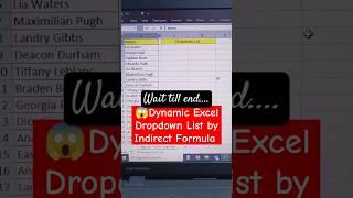  Dynamic Excel Dropdown List by Indirect Formula #short #trending #viral #shorts #excel #formula