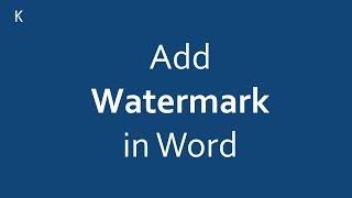 Add Watermark in MS Word