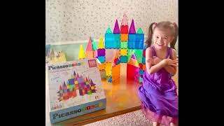 PicassoTiles PicassoToys Magnetic Tiles Marble Run And Disney Castle Creative Play STEM For Kids