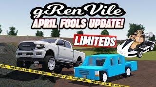 (5 LIMITEDS, NEW CARS & MORE!) GV APRIL FOOLS UPDATE!! || ROBLOX - Greenville