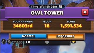 Empires Puzzles : Last levels owl tower aiming for top 100