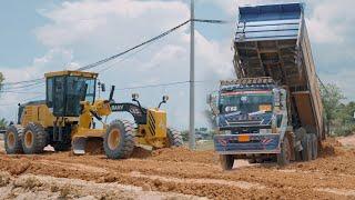 Extreme Land Trucks And Amazing  Motor Grader Road Foundation and Building Road