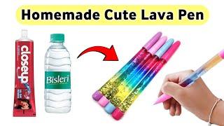 How to make Lava Glitter Pen at home easy