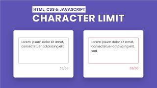 Limit Character In Input Field | HTML, CSS And Javascript