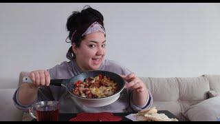 TURKCE MUKBANG| SUCUKLU SEBZELI MANTARLI SOTE | SEYFELI AILESI