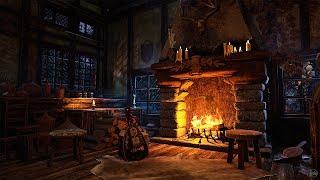 Medieval Fireside Tales: A Winter Evening in the Cozy Tavern Ambience for Rest and Relaxation 