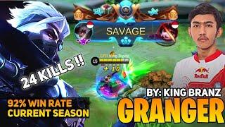 SAVAGE! 24 Kill Granger No Mercy [ Former Top 1 Global Granger ] By King Branz - Mobile Legends