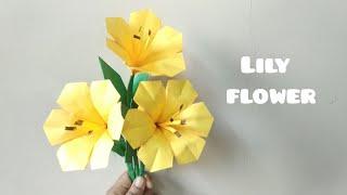 Paper lily flower | paper flower | origami flower | origami ideas | paper craft ideas