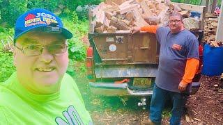 FIREWOOD | Unloading/splitting cottonwood/loading