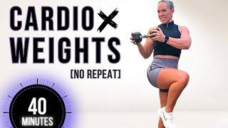 40 MIN FAT BURNING STRENGTH, CARDIO & CORE Workout with Dumbbells