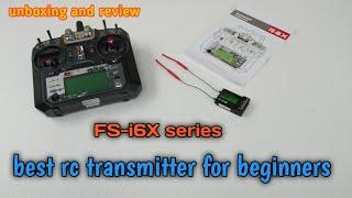 Radio transmitter flysky FSi6X with receiver FSiA10B unboxing and review