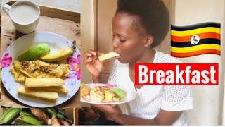 Welcome to a nice breakfast in Uganda , cassava and eggs