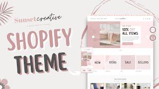 Shopify Theme, Rose Shopify Website Template, Shopify Pink Design, Editable Canva Templates