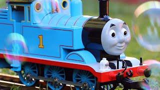 Thomas The Tank Engine Makes Bubbles For Puppies!