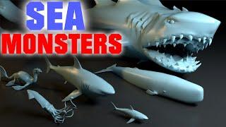  SEA MONSTERS Size Comparison 