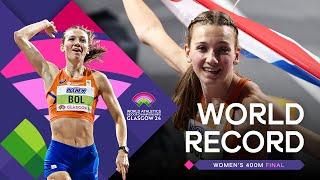 Femke Bol breaks 400m world indoor record 49.17 | World Athletics Indoor Championships Glasgow 24