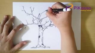 How to Draw a Tree Without Leaves step by step