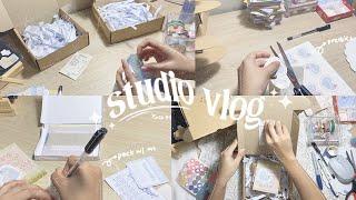 [studio vlog 04] productive pack orders with me + making new freebies (soft bgm) | philippines