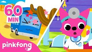  Five Little Buses Jumping on the Road and more | +Compilation | Pinkfong Songs for Children