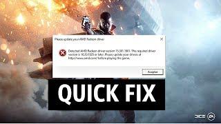 QUICK FIX Battlefield 1 [Please update your Nvidia GeForce driver]