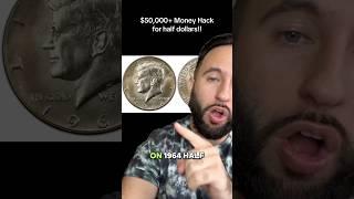 $50,000+ half dollar money hack! #moneyhack #moneyhacks #halfdollar #coin #shorts