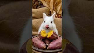 Rabbit is eating sweet potato  #mukbang #cuterabbit  #funnyanimals #bunny #adorable