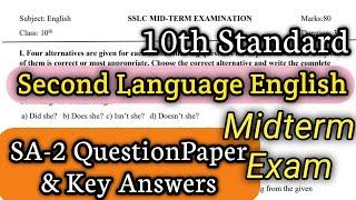 Second Language English | SA-1 | Mid term Exam Question paper & Key Answers #English #SA-1 #Midterm