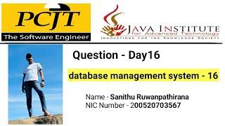 Data Base Task 16 | 1st Year | Java Institute | Sanithu Ruwanpathirana