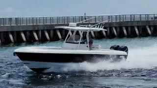 INTREPID Center Console Leans On The Throttle At The Boynton Beach Inlet.