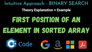 2. First Occurrence of An Element in a Sorted Array | Binary Search | Theory | C++ Code | Hindi