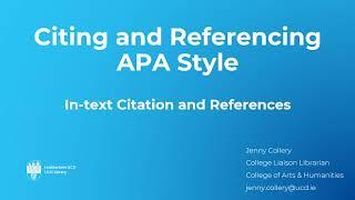 Citing and referencing in the APA Style