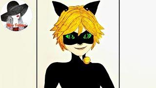 Cat Noir | Miraculous Ladybug | #Shorts #YouTubeShorts | Speed Drawing | Рисовать Кота Нуара