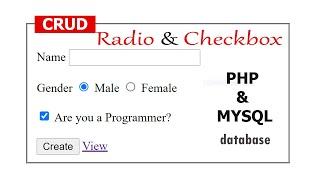 Checkbox & Radio CRUD  using PHP  &  MySQL Database  -  #1 Create