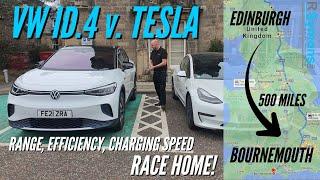 VW ID.4 v Tesla Model 3 EV Road Trip - efficiency/charging speed/real world range, AND then a RACE!