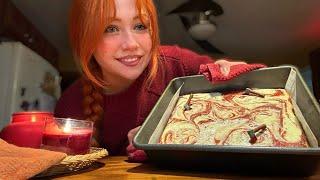 ASMR Baking Red Velvet Cheesecake Brownies (Close Whispered Voiceover)