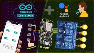 ESP8266 NodeMCU Home automation with Google Assistant using Arduino IoT Cloud