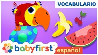  APRENDE EL NOMBRE DE LAS FRUTAS CON HUEVOS SORPRESA | LARRY EL LORO | BABYFIRST ESPAÑOL