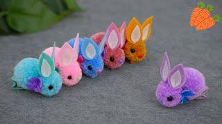 The best giftCute BUNNY made of yarn - Girls will be delighted DIY hairpins