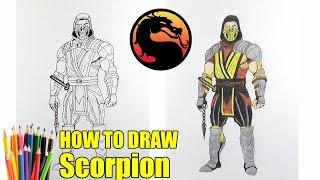 How to draw Scorpion, Mortal Kombat, Как нарисовать Скорпиона, Мортал Комбат