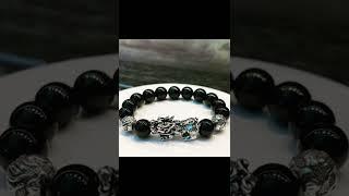 17  Handmade Feng Shui Black Onyx natural stones bracelet, attract good luck