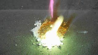 Burning of mixture of barium perchlorate and sulfur (oscillating chemical reaction)